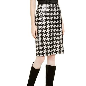 INC Sequined Houndstooth Pencil Skirt
